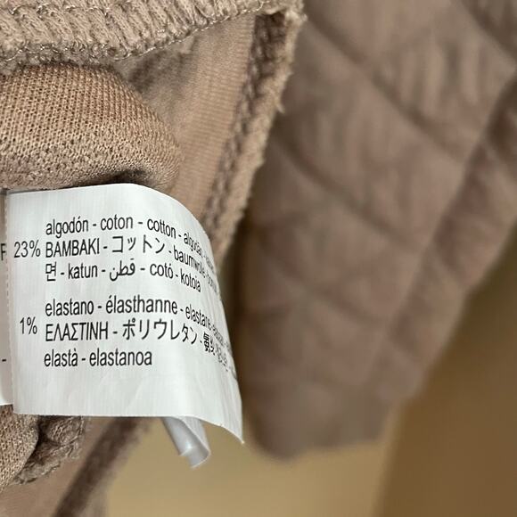 Zara Quilted Sweatshirt Womens Large Brown Crewneck Long Sleeve Pullover - Picture 6 of 8